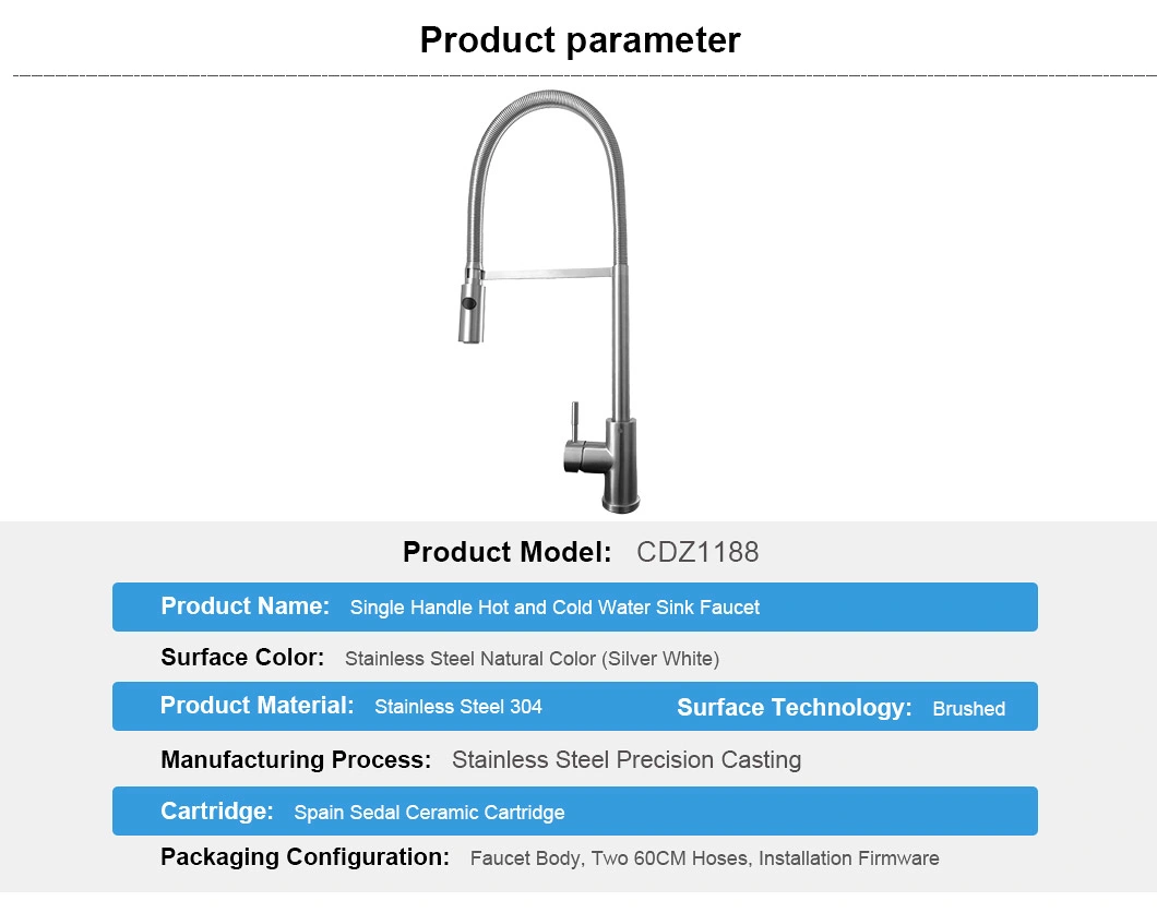 Ablinox 3 Ways Spring Pull Down Brushed Nickel Kitchen Faucet