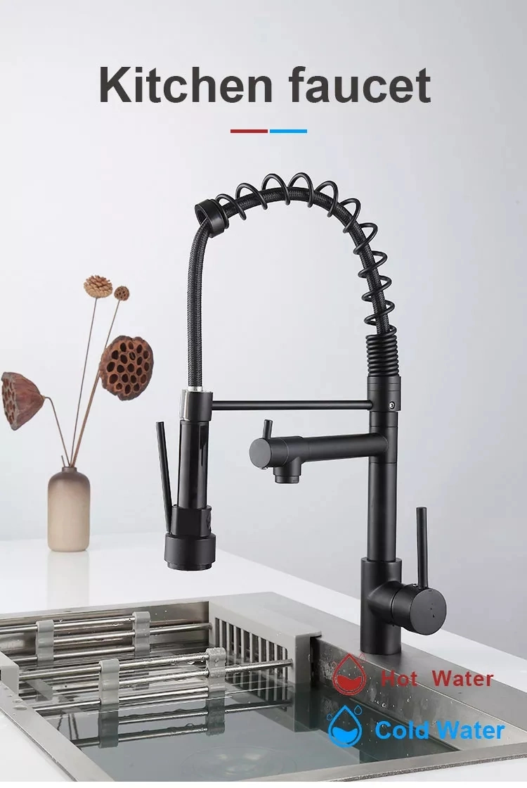 Kitchen Faucet with Pull Down Sprayer Commercial Spring 360 Rotation Kitchen Water Tap Single Handle Sink Mixer Brass Tap Pull out Selling Faucet
