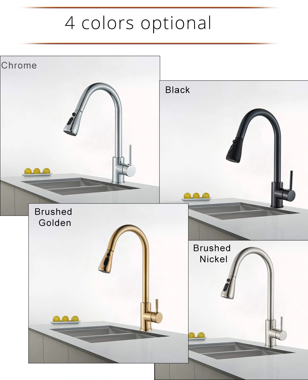 Brass Pull Down Sprayer Kitchen Faucet Black Sink Faucet with Pull out Sprayer Single Hole and 3 Hole Deck Mount Single Handle Copper Kithen Faucet