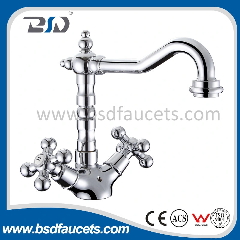 Traditional Kitchen Single Handle Sink Faucet, Nickel Brushed