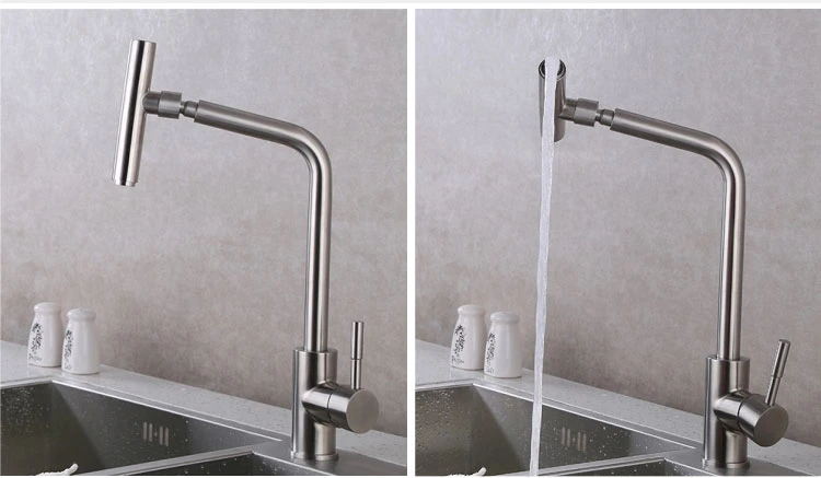 Aquacubic Wet Bar Brushed Nickel Kitchen Faucet Stainless Steel with Pull out Sprayer