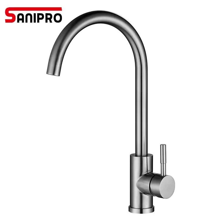 Sanipro High Quality 360 Degree Rotatable Water Mixer Taps Single Handle Stainless Steel Brushed Nickel RO Kitchen Faucet