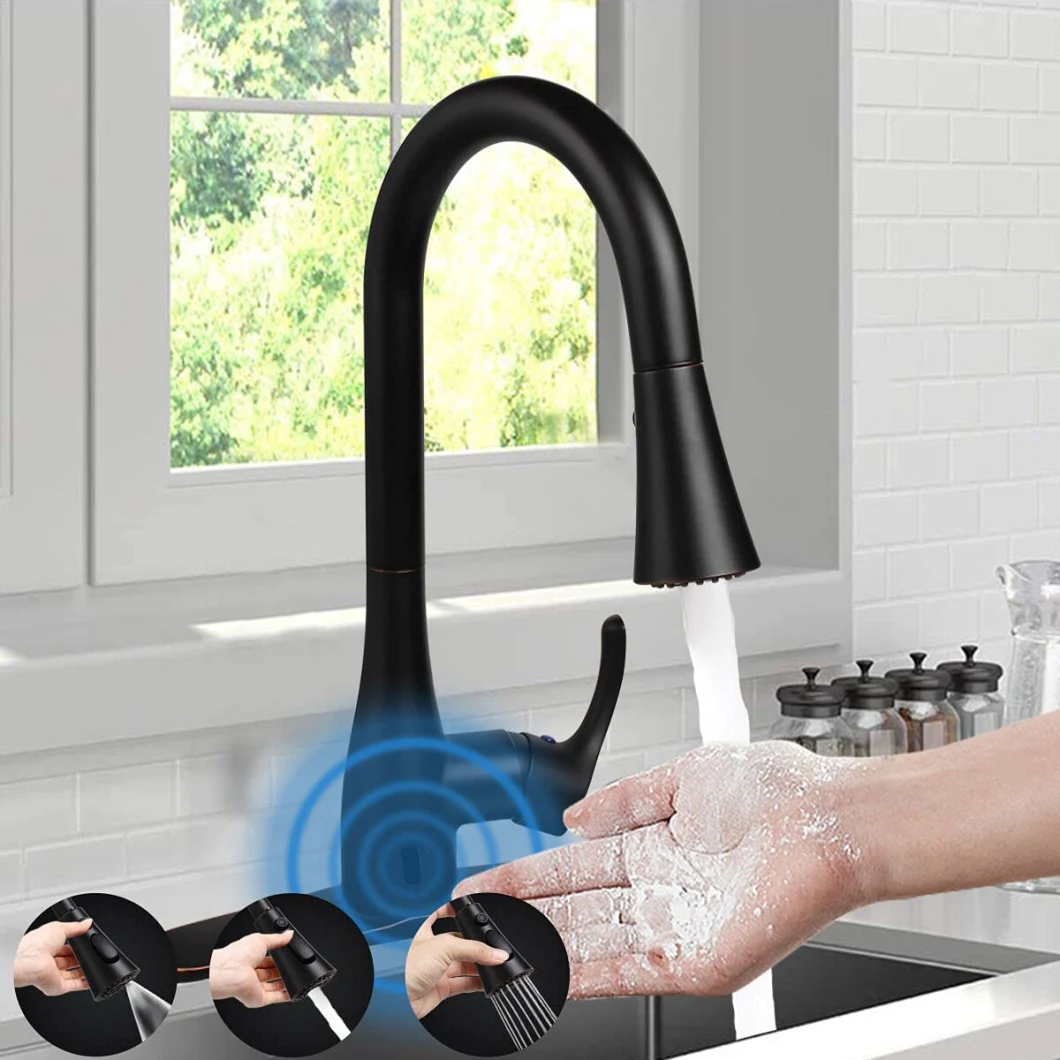 Touchless Kitchen Sink Faucets Motion Wave Sensor Single Handle Faucet with Pull Down Sprayer