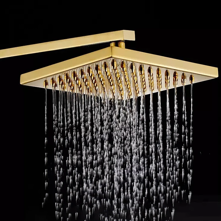 Luxury 8 Inch Rainfall Bathroom Square Gold Plated Shower Head