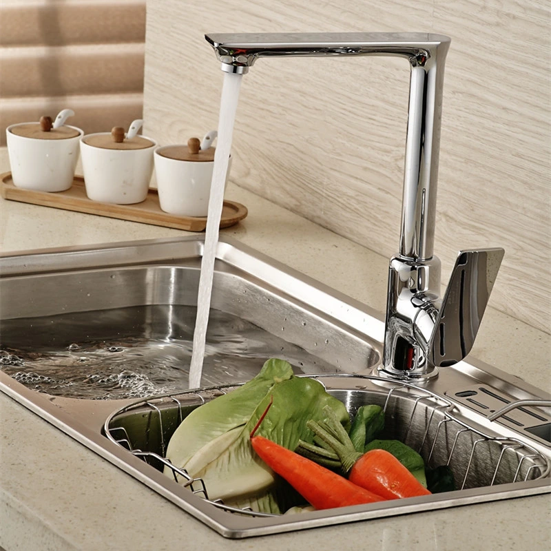 Brass Chrome Sink Kitchen Faucet with Square Shape