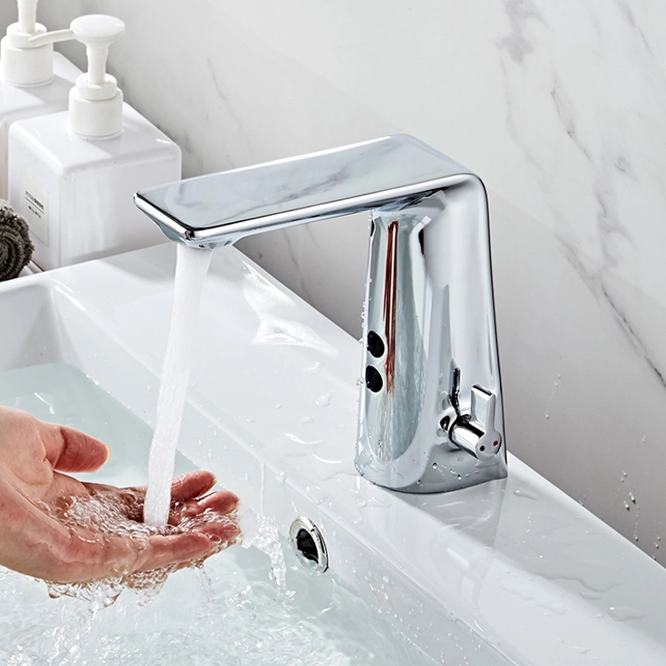 Bathroom Wash Basin Brass Automatic Touchless Hot Cold Sensor Faucet