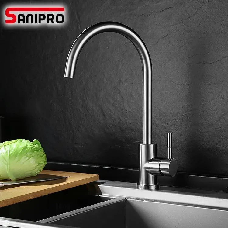 Sanipro High Quality 360 Degree Rotatable Water Mixer Taps Single Handle Stainless Steel Brushed Nickel RO Kitchen Faucet