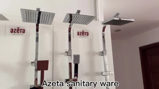 온도 조절식 레인 샤워 시스템, 수도꼭지 세트, 푸시바가 포함된 조절 가능한 샤워 헤드가 있는 3중 기능